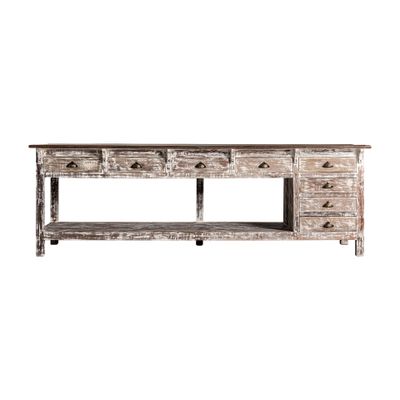 Desks - White tropical wood desk 274x88x90 cm - VICAL