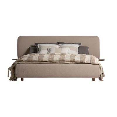 Beds - Beige linen bed 253x224x103 cm - VICAL