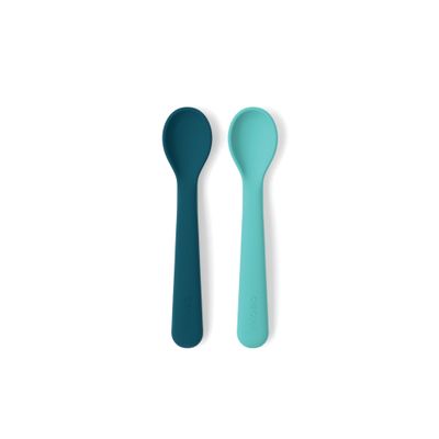Repas pour enfant - Lot de 2 cuillères en silicone - Blue Abyss / Lagoon - EKOBO