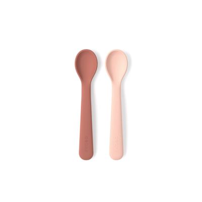 Repas pour enfant - Lot de 2 cuillères en silicone - Blush / Terracotta - EKOBO