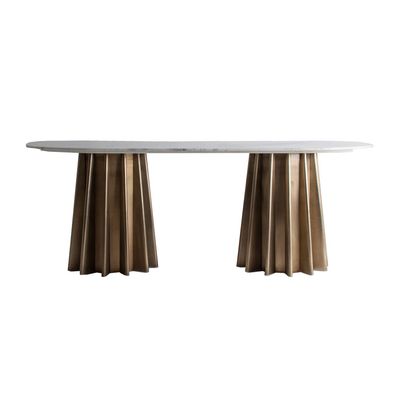 Tables Salle à Manger - Table salon en marbre blanc en 200x100x76 cm - VICAL