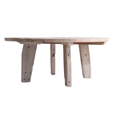 Tables Salle à Manger - Table salon en bois de mangue blanc cassé vieilli en 180x180x75 cm - VICAL