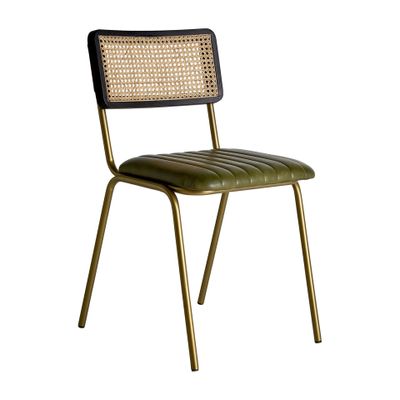 Chairs - Green leather chair in 44x49x79 cm - VICAL
