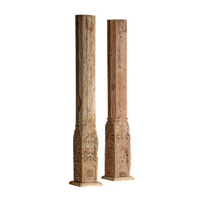 Objets de décoration - Colone en bois de teck beige vieilli en 23x23x155 cm - VICAL
