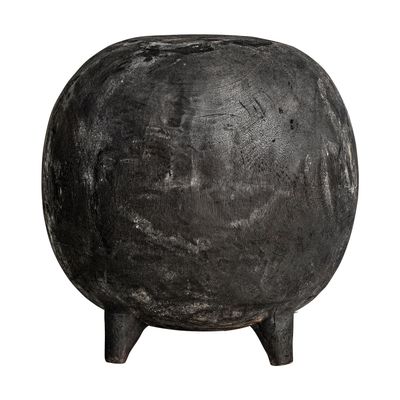 Autres tables - Table basse en bois de suar carbonisé noir vieilli en 50x50x50 cm - VICAL
