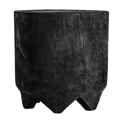 Autres tables - Table basse en bois de suar carbonisé noir vieilli en 50x50x50 cm - VICAL