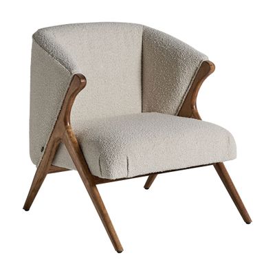 Fauteuils - Fauteuil en bois de pin blanc cassé en 73x83x80 cm - VICAL