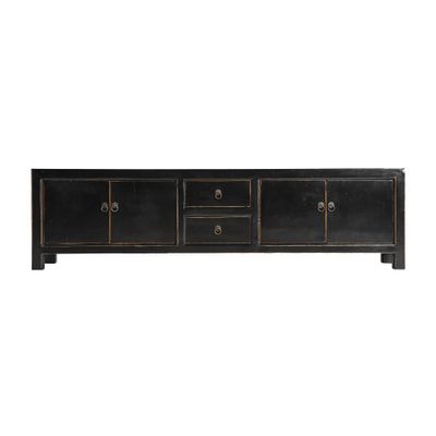 TV stands - TV cabinet in black recycled pine wood in 220x45x60 cm - VICAL