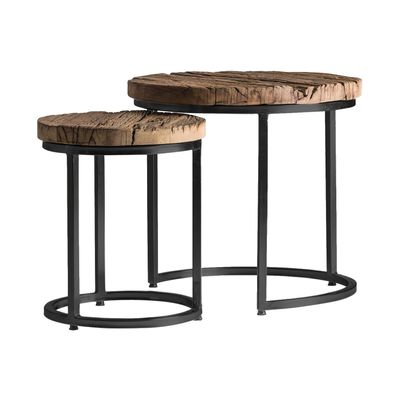 Other tables - Black teak wood coffee table in 52x52x52 cm - VICAL