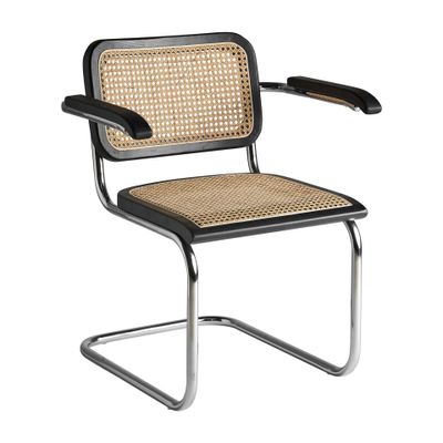 Chairs - Armchair in black elm wood in 64x66x79 cm - VICAL