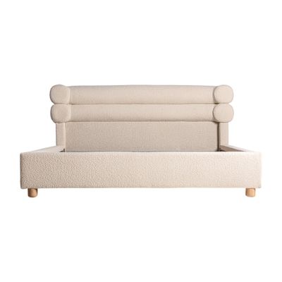 Beds - Off-white pine wood bed in 212x230x106 cm - VICAL