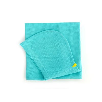 Kids accessories - Organic Cotton Kids Hooded Towel - Lagoon - EKOBO