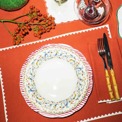 Décorations pour tables de Noël - Ziggy Napkin | Burned Orange with white - Set of 2 - BLANK SPACE AMSTERDAM