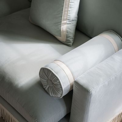 Canapés - Orlando Sofa - Seafoam Velvet Fabric & Fringe - RIJD INTERIOR