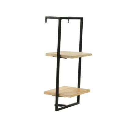 Shelves - Wall shelf wood and iron, 2 shelves, industrial style - JP2B DECORATION