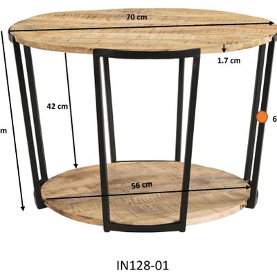 Tables basses - Table basse bois et fer, style industriel, 70 cm - JP2B DECORATION