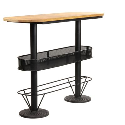 Dining Tables - Industrial standing table in mango wood and iron, 100 cm height - JP2B DECORATION