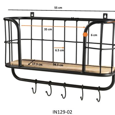 Etagères - Étagère murale bois et fer, 1 étagère, style industriel, 55 cm - JP2B DECORATION