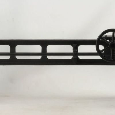 Tables Salle à Manger - Pied de table en fonte noire avec manivelle, hauteur réglable, 155 cm - JP2B DECORATION