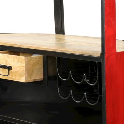 Sideboards - Tramway counter wood and iron, glass and bottle storage, industrial style - JP2B DECORATION