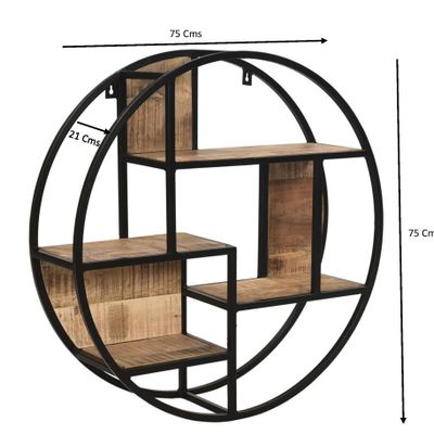 Shelves - Wall shelf wood and iron, 4 shelves, industrial style, 75 cm - JP2B DECORATION
