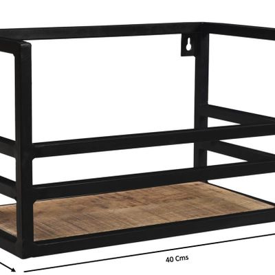 Shelves - Wall shelf wood and iron, 1 shelf, industrial style, 70 cm - JP2B DECORATION