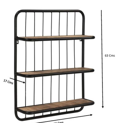 Etagères - Étagère murale bois et fer, 3 étagères, style industriel, 60 cm - JP2B DECORATION