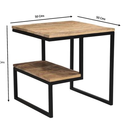 Tables basses - Bout de canapé industriel en bois de manguier et fer, 50x50 cm - JP2B DECORATION