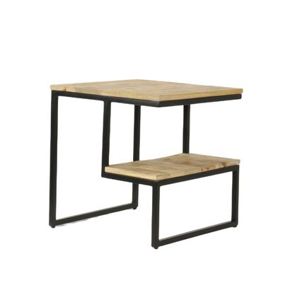 Coffee tables - Industrial mango wood and iron side table, 50x50 cm - JP2B DECORATION