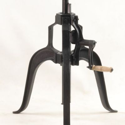 Tables Salle à Manger - Pied de guéridon industriel en fonte noire avec manivelle, hauteur réglable - JP2B DECORATION