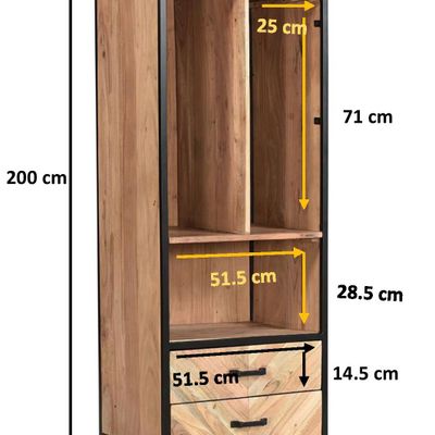 Etagères - Étagère industrielle en bois et fer, 2 étagères, 2 tiroirs - JP2B DECORATION