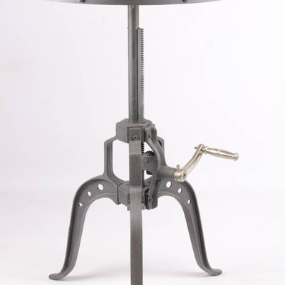 Dining Tables - Industrial pedestal table ø60 in mango wood and metal, adjustable height - JP2B DECORATION