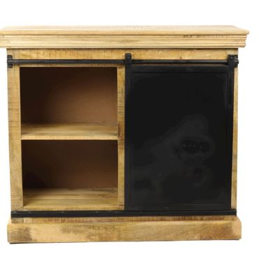 Sideboards - Industrial sideboard in wood and iron, sliding door, 3 drawers, 1 shelf - JP2B DECORATION