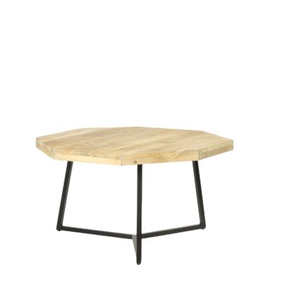 Tables basses - Table basse octogonale en bois de manguier et fer, style industriel - JP2B DECORATION