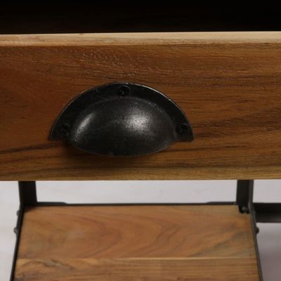 Desks - Industrial desk in recycled acacia wood and iron, 3 drawers, 3 shelves - JP2B DECORATION