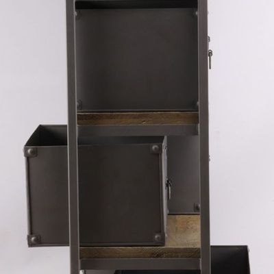 Etagères - Meuble de rangement industriel en bois de manguier et métal, 12 tiroirs - JP2B DECORATION