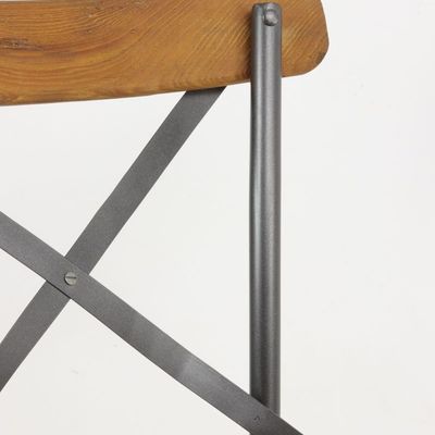 Chaises de jardin - Chaise de bistrot industrielle en cuir de chèvre et métal, 88 cm - JP2B DECORATION