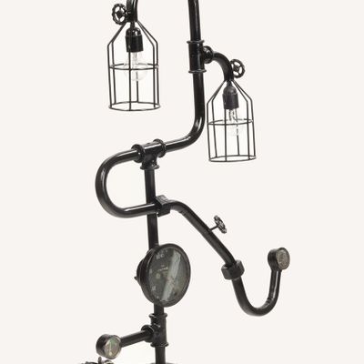 Table lamps - Industrial floor lamp in multicolored metal, 102 cm - JP2B DECORATION