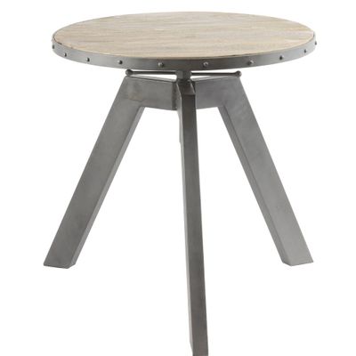 Coffee tables - Industrial coffee table in mango wood and metal, adjustable top - JP2B DECORATION