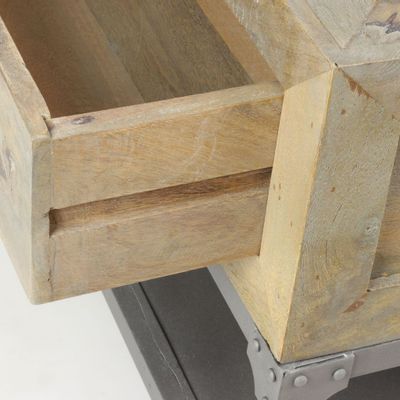 Tables basses - Petite table basse industrielle en bois de manguier et métal, 4 tiroirs, 1 étagère - JP2B DECORATION