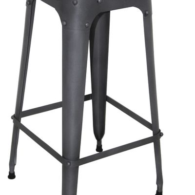 Stools for hospitalities & contracts - Industrial bar stool in metal, 76 cm height, gunmetal color - JP2B DECORATION