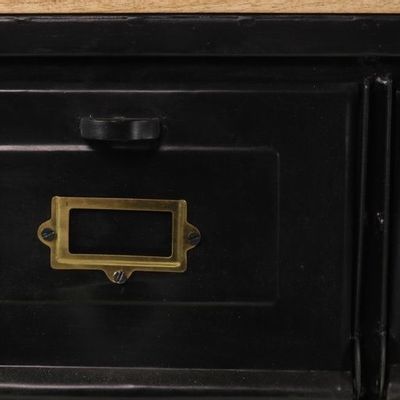 Etagères - Casier industriel en métal noir et bois de manguier, 8 tiroirs - JP2B DECORATION