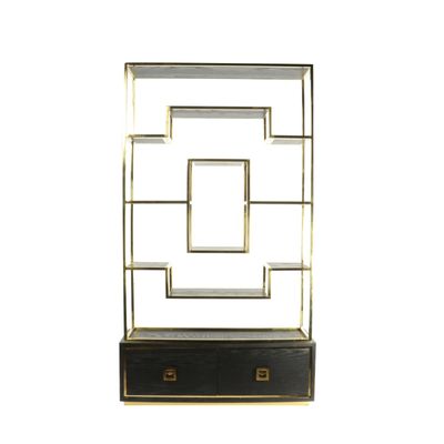 Etagères - Étagère noire et dorée, 10 étagères, 120x40 cm, style moderne - JP2B DECORATION