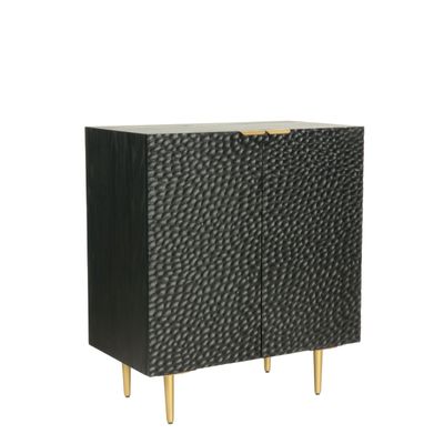 Sideboards - 2-door black oak sideboard, 71x40 cm, embossed style - JP2B DECORATION
