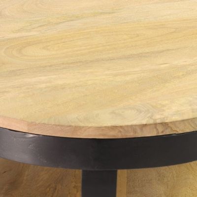 Coffee tables - Round coffee table Cerceau in mango wood and black metal, double shelves, D65 cm - JP2B DECORATION