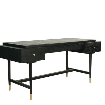 Bureaux - Bureau plat en chêne noir, 3 tiroirs, 170x70 cm, style moderne - JP2B DECORATION