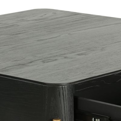 Coffee tables - Square black and gold oak coffee table, 90x90 cm, modern style - JP2B DECORATION