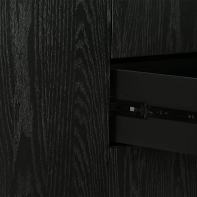 Buffets - Buffet long en chêne noir et doré, 3 tiroirs, 180x45 cm, style moderne - JP2B DECORATION