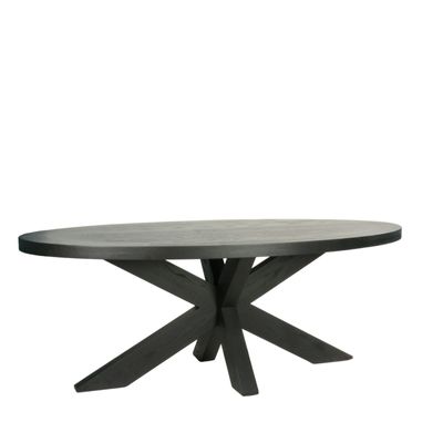 Tables basses - Table de salle à manger ovale en chêne noir, 210x115 cm, style moderne - JP2B DECORATION