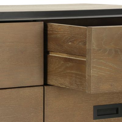 Chests of drawers - 6-drawer oak and black chest of drawers, modern style, 100x45 cm - JP2B DECORATION